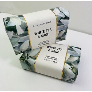 2~BATH & BODY WORKS ~WHITE TEA & SAGE ~SHEA BUTTER CLEANSING BAR 5 oz